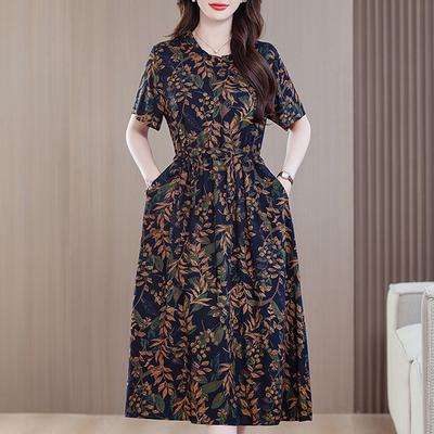 Elegant Summer Dress Woman 2025 Slim Short Sleeve Plus Size Casual Dresses Vintage Clothing