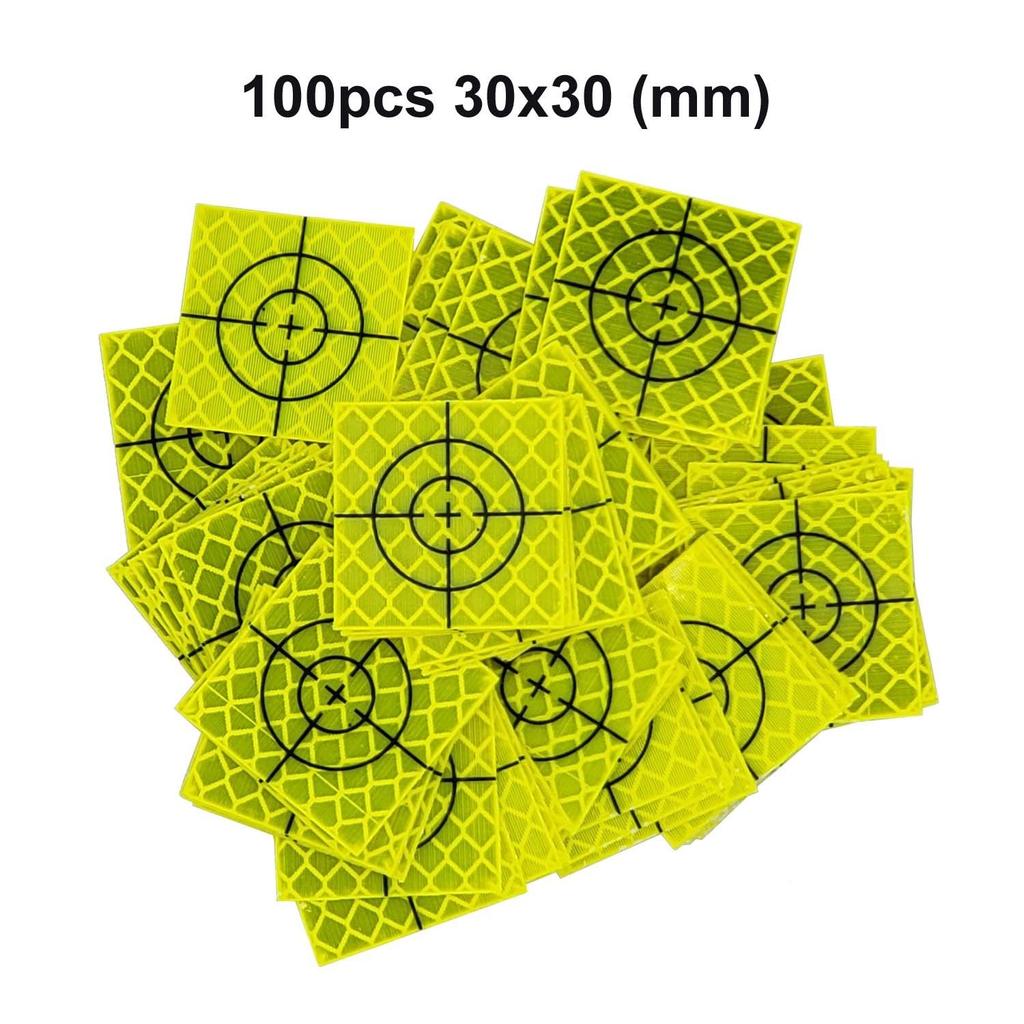100pcs Total Station Reflector 20/30/40/50/60mm Fluorescent Yellow Reflector Sheet Target Aim Target Sticker Measurement