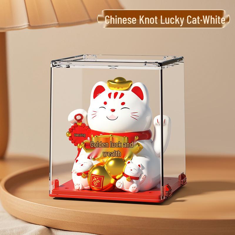 Solar Mini Waving Cat Model - Automatic Shaking Hand Ornament for Office, Desk, Car, or Gift