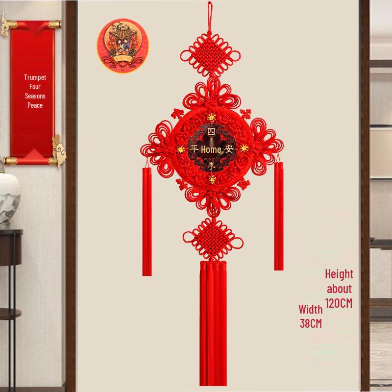 Large Chinese Knot Pendant - Fu Character Ornament for Living Room, Foyer & Entrance, New Year Decoration