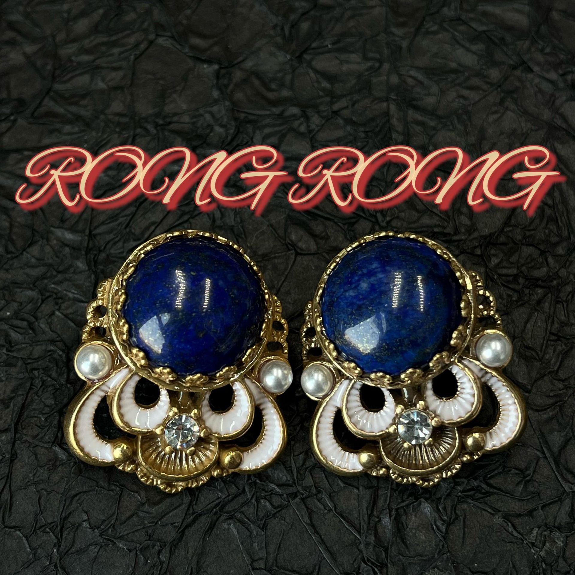 Винтажные ажурные эмалированные серьги сине-фиолетового цвета с глазурью, в стиле французского ретро-двора, нишевый дизайн