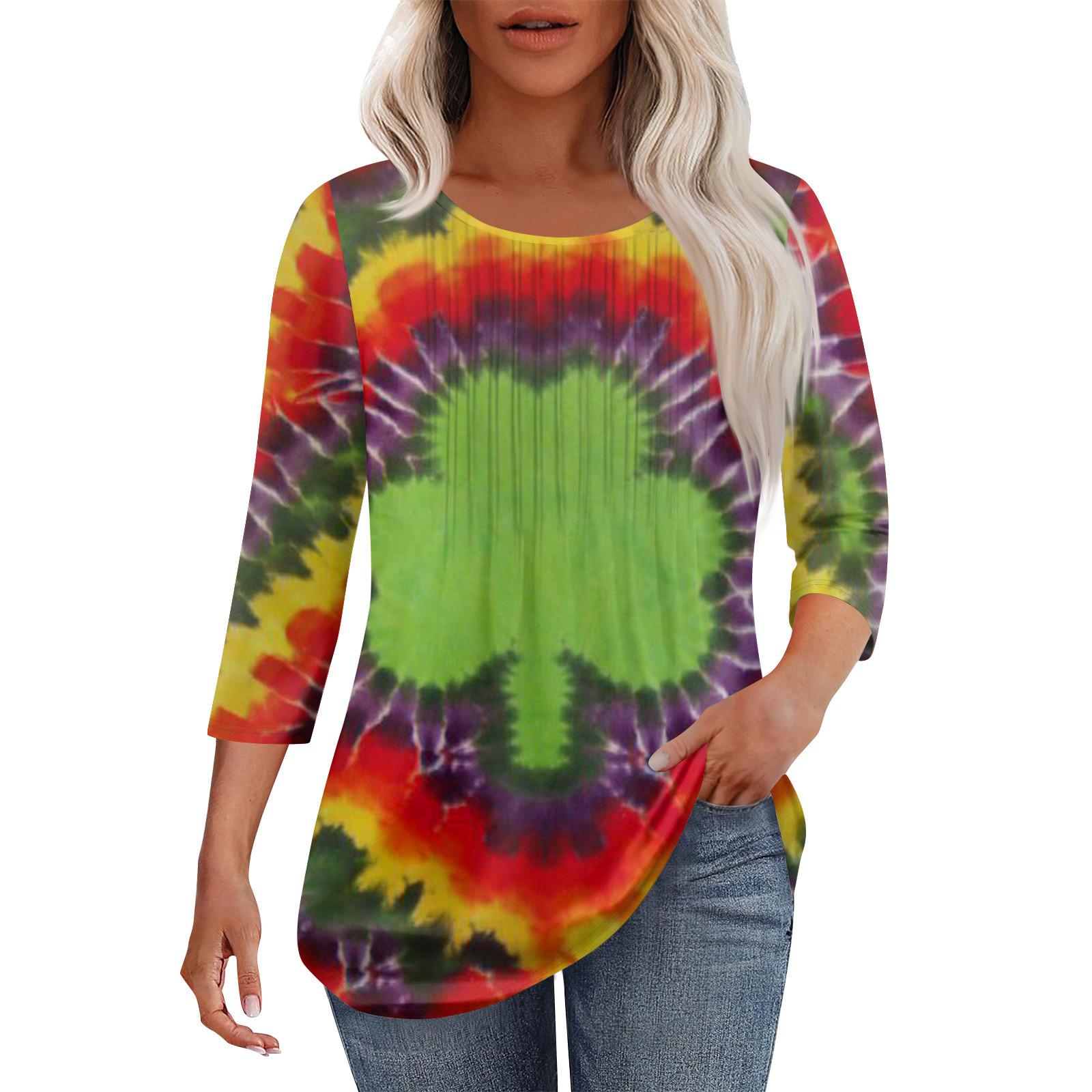 

Женская модная повседневная плиссированная футболка с круглым вырезом и рукавом семь четвертей M