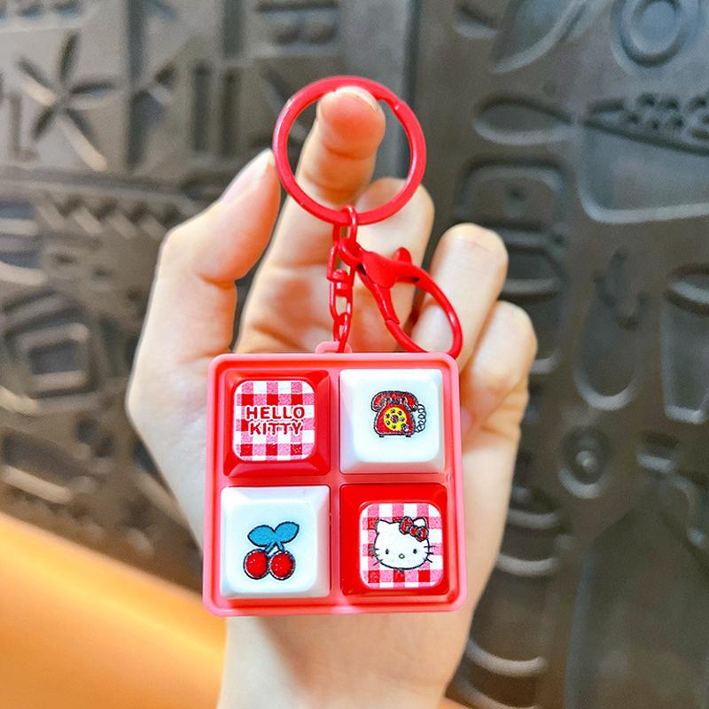 

Cartoon 2026@ Sanrio Pendant Kawaii Japanese Hello Kitty Healing and Decompression Four Panel Button Keychain Backpack Pendant