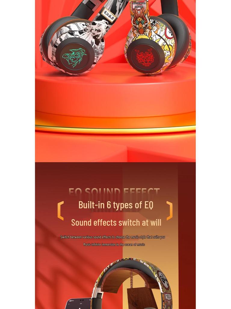 Guochao Graffiti Bluetooth Wireless Over-Ear Gaming Headphones - New Design Bestseller.