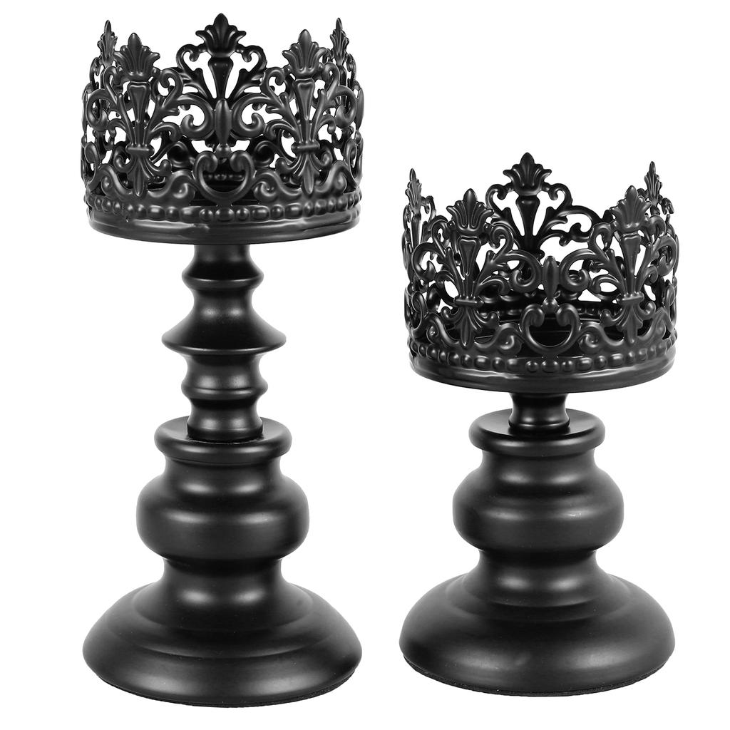 Vintage Elegant Metall Järn Ljusstake Bordsskiva Ljusstakar med Genombrutet Mönster för Bröllopsdag Hemdekorationer