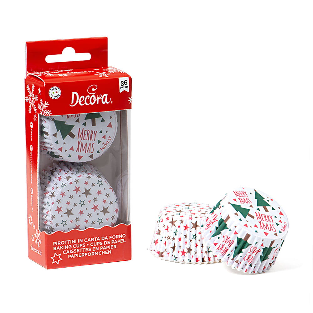Xmas Tree & Star Muffin Cups 50x32mm 36 pcs