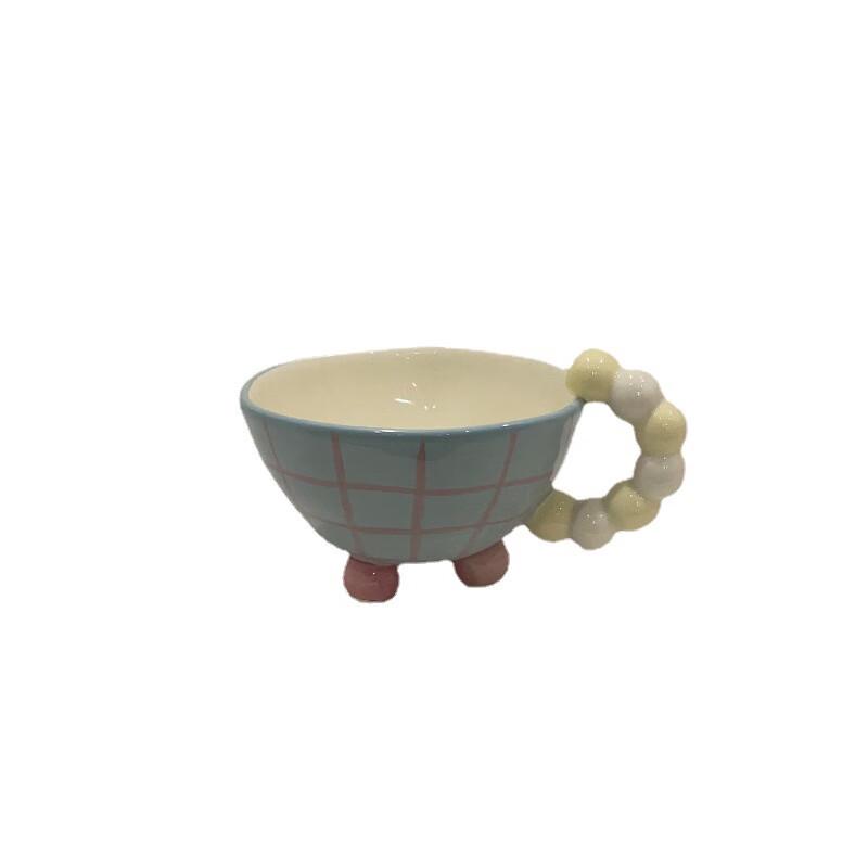 Tasse en céramique à carreaux peinte à la main style coréen