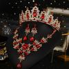 Glänzende Tiara Ohrringe Halskette Barockstil Strass Brautkrone Brautschmuck-Sets Halloween