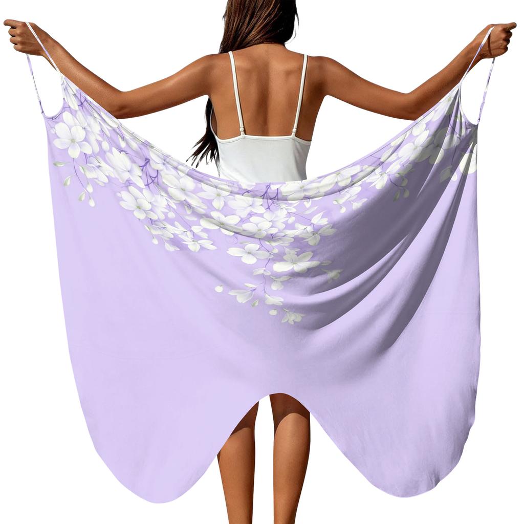 Women Beach Cover Up Wrap Skirt Cross Shoulder Straps Lightweight Swimwear Sarong for Summer Poolside or Beachwear