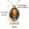 Retro Elegant Geometry Oval Organic Glass Pendant Necklace For Men Women Friends Christmas Easter Daily Wear Creative Jewelry