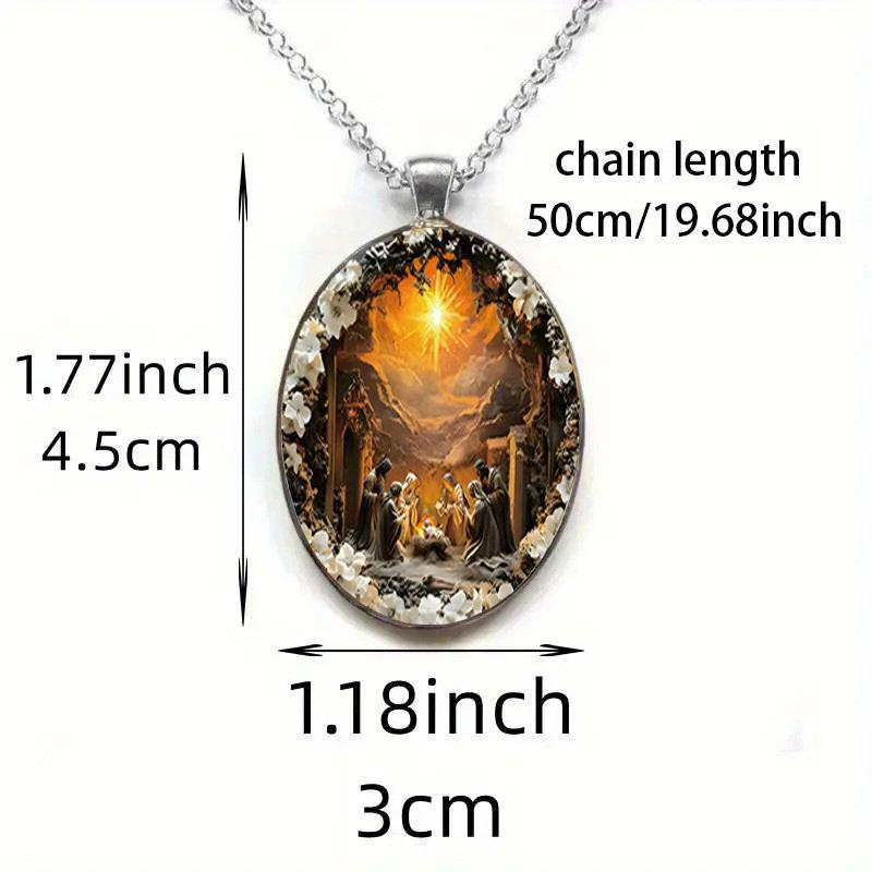 Retro Elegant Geometry Oval Organic Glass Pendant Necklace For Men Women Friends Christmas Easter Daily Wear Creative Jewelry