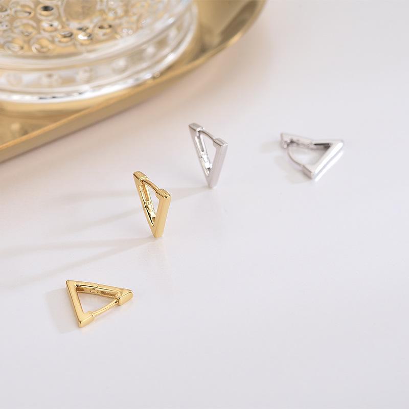 925 Sterlingsilber Dreieck Ohrringe - Japanischer & Koreanischer Stil mit Diamant-Akzent