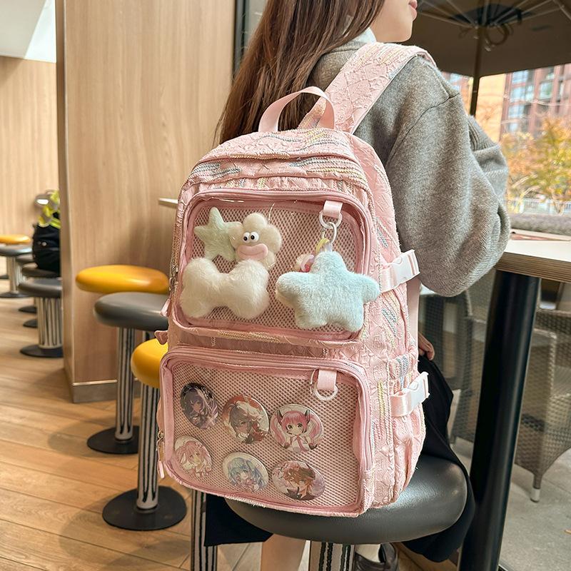 Junior High School Student Schoolbag Female Cute Fresh Large Capacity Backpack Japanese Ins Girl Transparent Shoulder Pain Bag