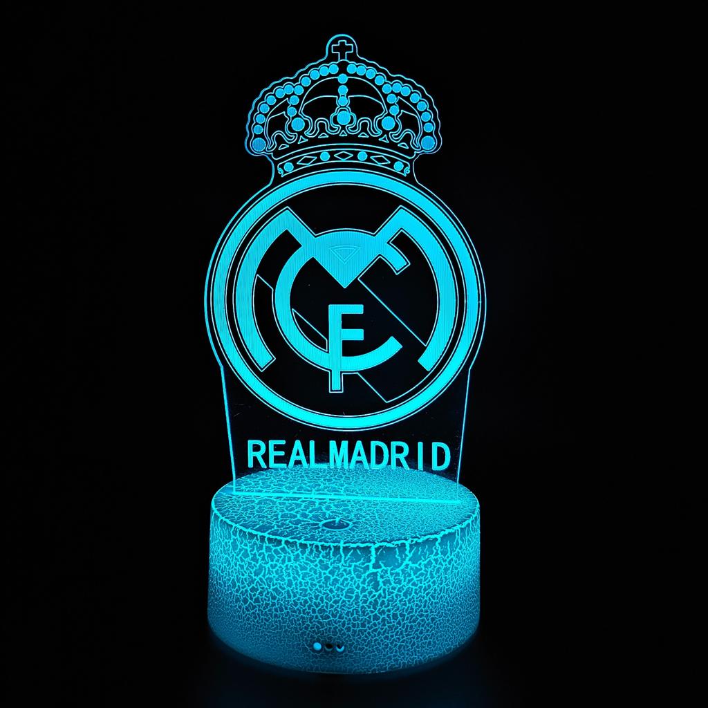 Real Madrid Wappen Logo Nachtlicht für Kinder 16 LED 3D + Fernbedienung