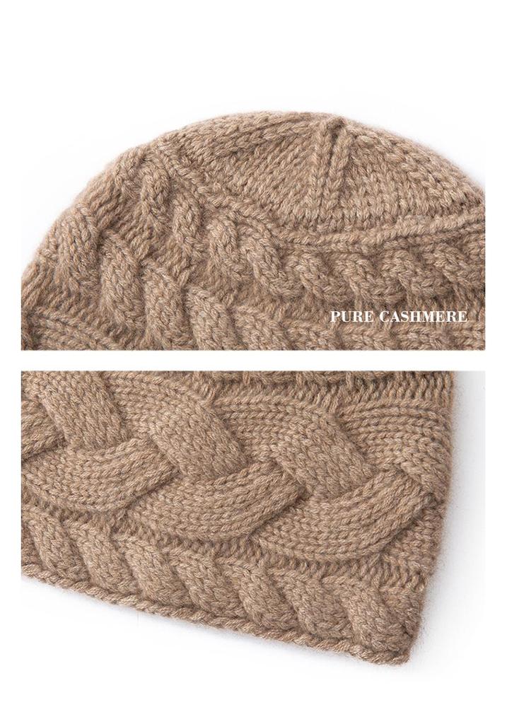 Damen 100% Reines Kaschmir Strickmütze - Modisch, Warm, Einfarbige, Stilvoll, Vielseitig, Lässig