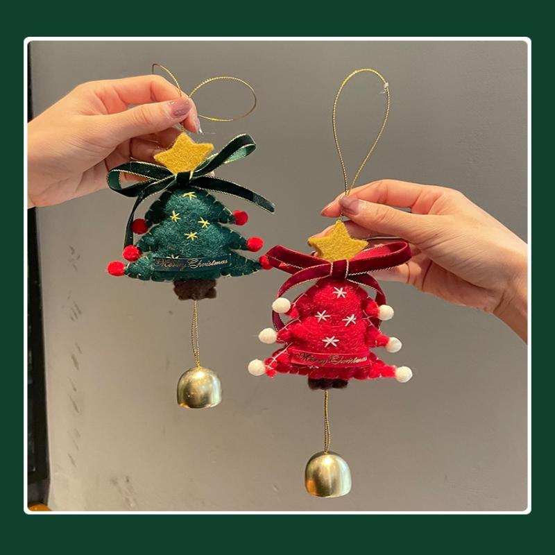 Christmas Atmosphere Pendant Gift Star Plush Bow Christmas Tree Red Pendant Wind Chime Creative Gift