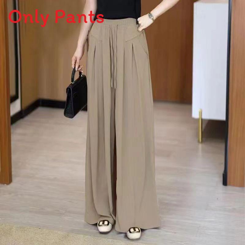 Relaxed Womens Wide Leg Pants With High Waist And Irregular Hem For Casual Spring Wear