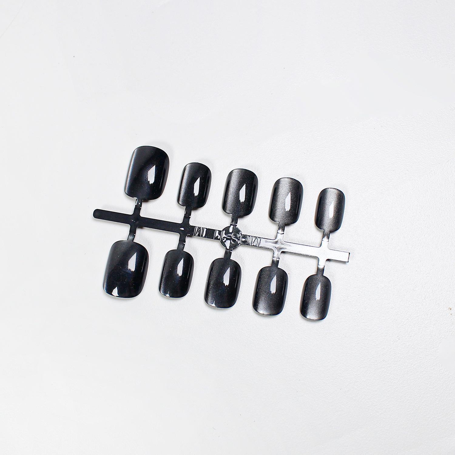 

Черные наклейки для ногтей «Кошачий глаз»: Отбеливающие, Однотонные, Легко наносящиеся накладные ногти Extra Small