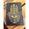Hamsa Eye Leather Journal, Handmade Sketchbook, Dream Diary