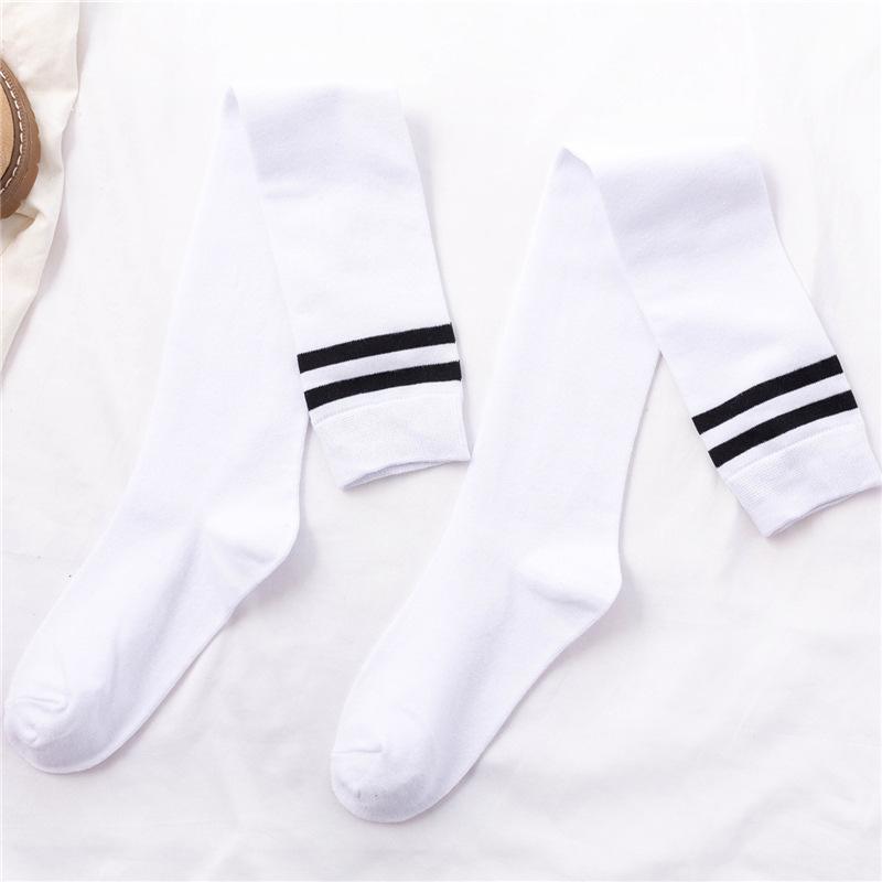 

Knee Socks Women S Spring And Autumn Thin Leg Stockings Football Socks Two Bars College Style Stockings Calf Socks one size fits all