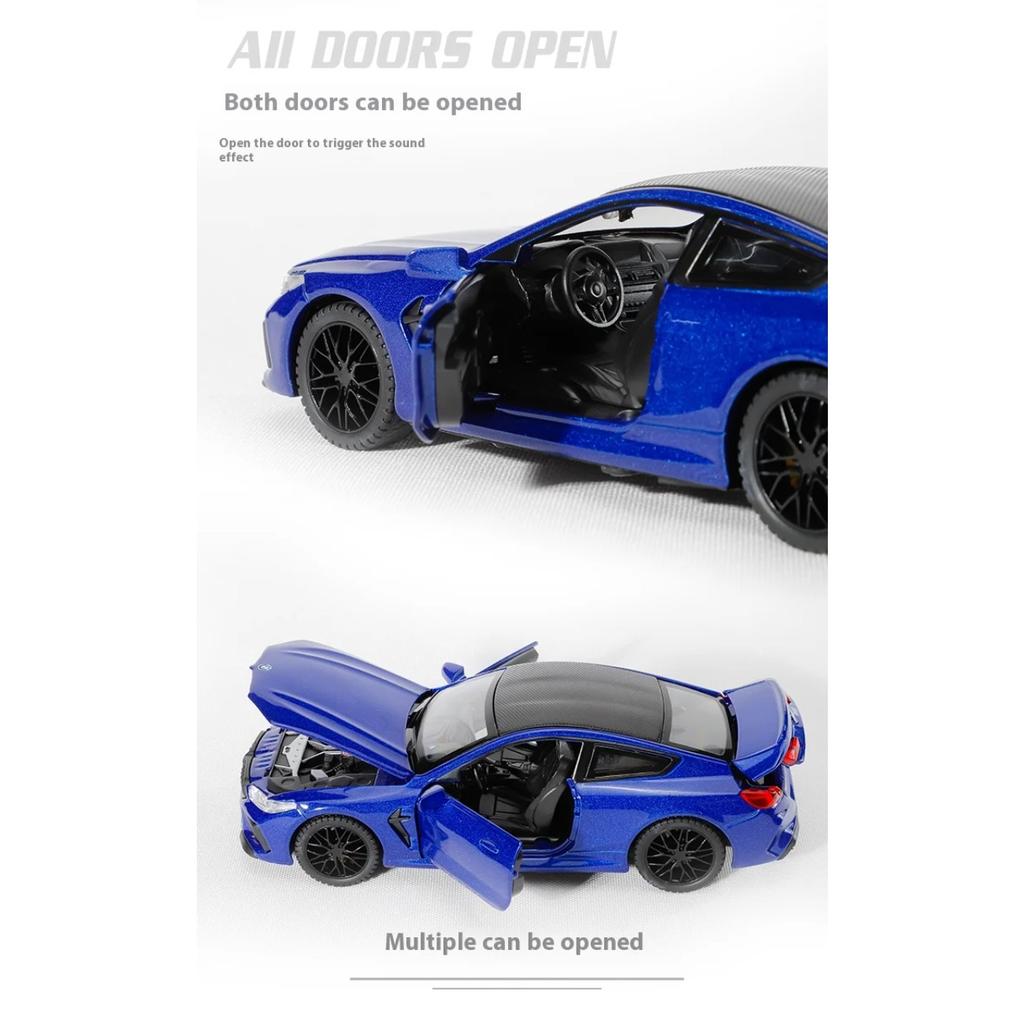 1/32 BMW M8 Alloy Diecast Sports Car Model Sound Light Vehicle Toy Children's Educational Toys Collection Present for Friends