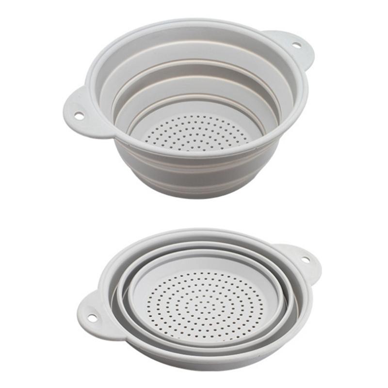 Folding Silicone Drain Basket Fruit Vegetable Washing Basket Foldable Strainer Colander Collapsible Drainer Kitchen