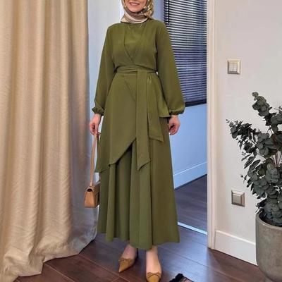 2025 Herbst Mittlerer Osten & Westlich Langarm Bindekleid Set