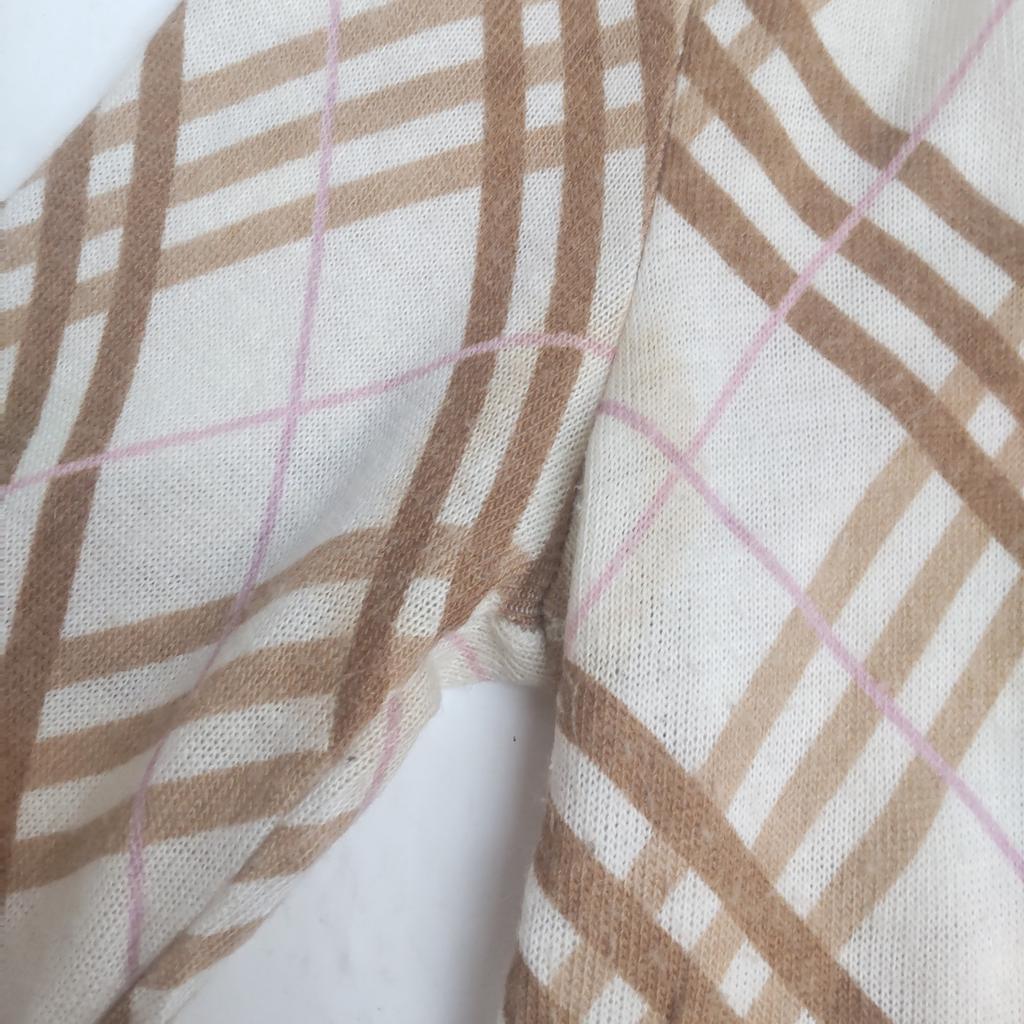 Burberry BLUE LABEL Langarm Karottenoberteil Weiß Braun Damen 38/M(GEBRAUCHT)