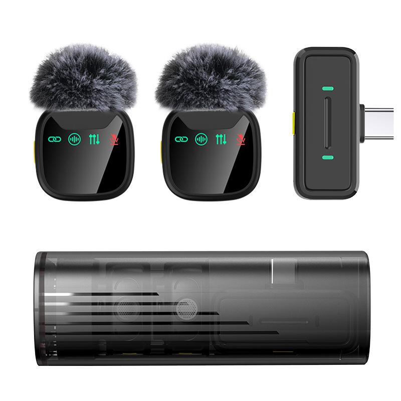 Magnetic Wireless Lapel Mic with Pull-out Charging Case, Noise Reduction, Bluetooth Connectivity for Live Streaming & Recording.