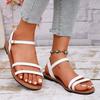 Flat-soled sandals women's summer new round head open-toe one-word buckle belt fashionable large-size women's shoes