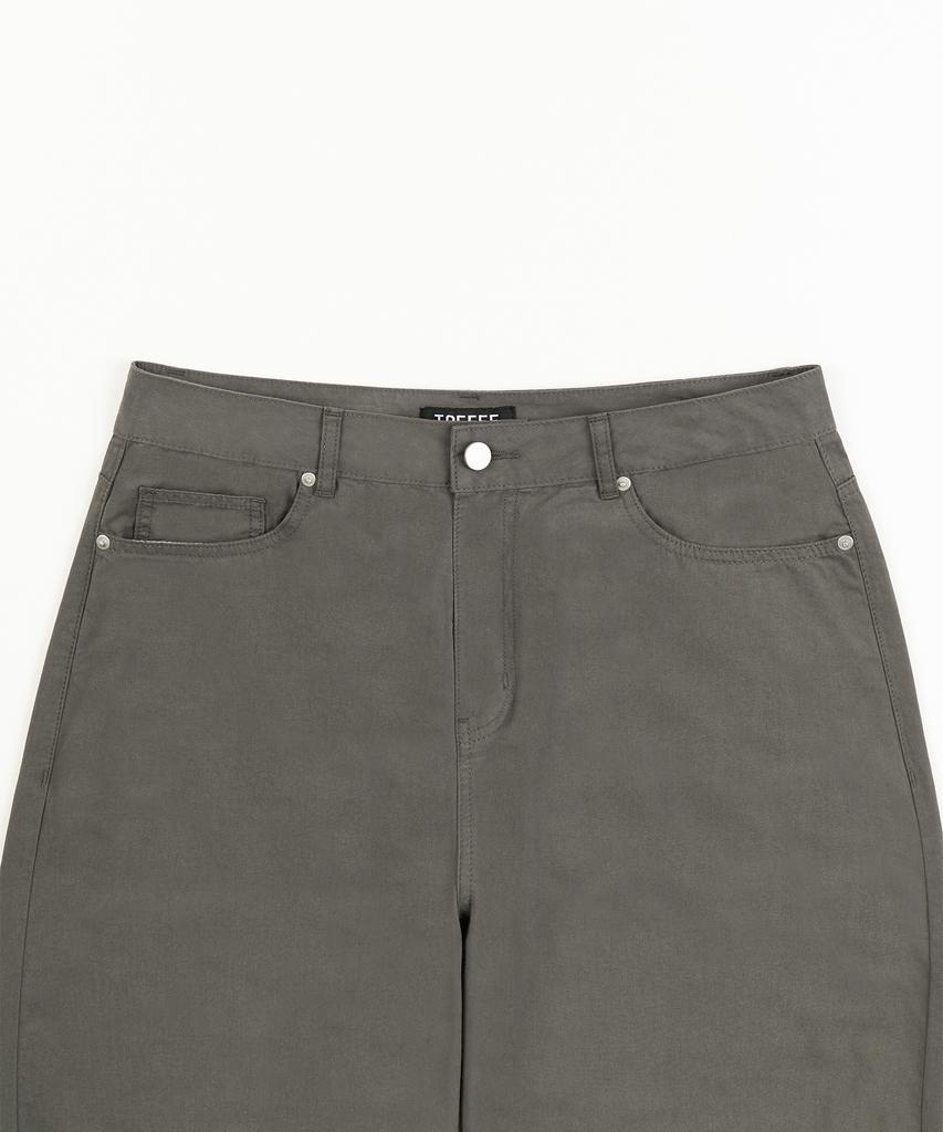 TOFFEE Curved Barrel Cotton Pants (Charcoal)