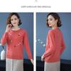 Women's Crew Neck Sweater Embroidered Loose Pullover Knitwear Soft Stretch Knit Top Spring Autumn
