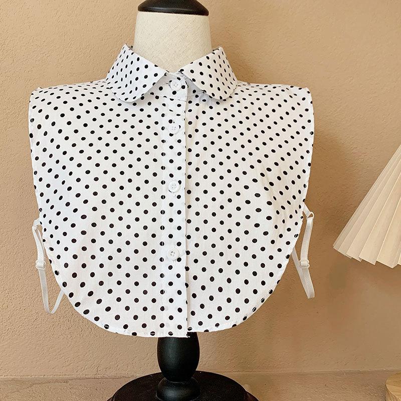 Fake Collar, Women'S Shirt, Fake Collar, Black And White Polka Dot Doll Collar, Bottom Inside, Shirt Collar.