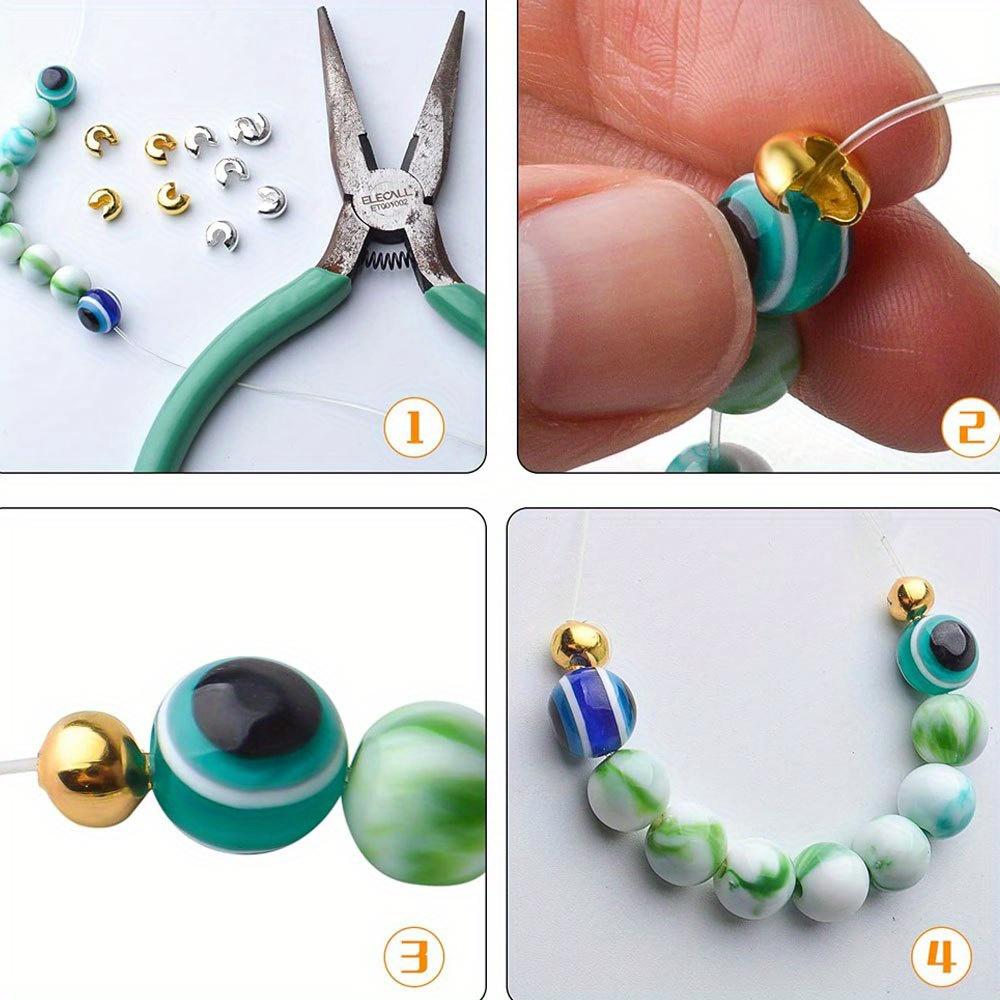 10/30/50pcs 6mm Brass Crimping Bead Cap Jewelry Making Accessories, Semi-circular Opening Tube Bead Joint Jewelry Making Cap