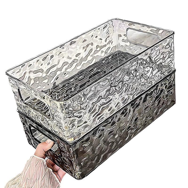 Caja de almacenamiento de acrílico con textura de glaciar para cosméticos y llaves de escritorio