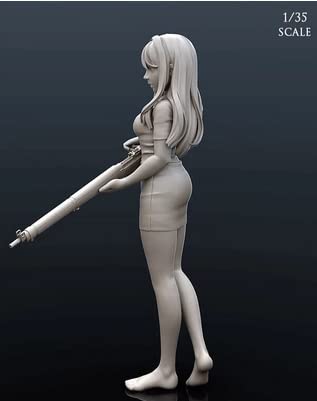 Barefoot Maiden Determining Her Next Target with a Heavy Rifle Unpainted Resin Assembly Kit Figure Plastic Model Doll Garage Kit 1/35