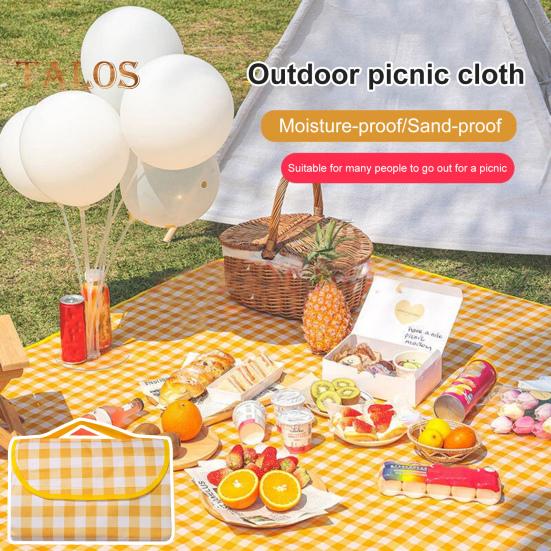 Utomhus Picknickfilt Bärbar Extra Stor Vattentät Sandtät Strandmatta Vikbar Rektangel Camping Fuktsäker Matta med Bärrem