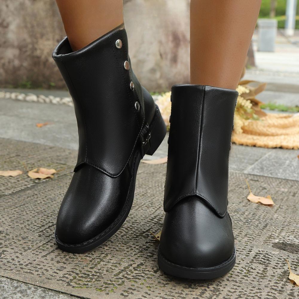 2025 European & American Fashion Autumn-Winter New Women's Leather Boots - Slip-On Ankle Boots