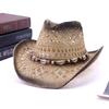 Popular European and American Fashion Hollow Woven Hat Straw Hat Men's and Women's Classic Outdoor Western Denim Straw Hat
