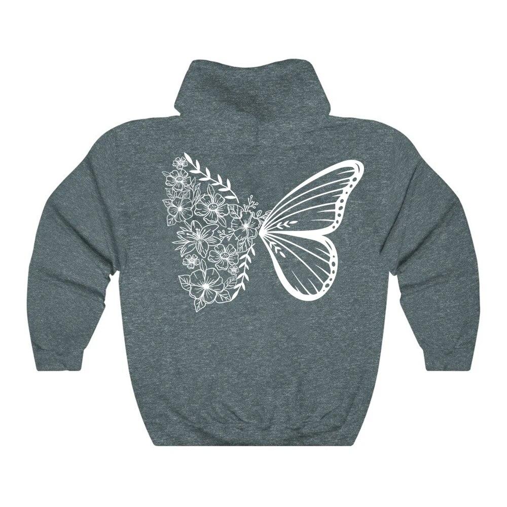 Butterfly Mikina s kapucí Květinová Butterfly Mikina s kapucí Trendy Butterflies Inspirativní svetr Vintage Butterfly Grafické Mikiny Unisex Mikina