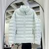 Light and Thin Ribs Down Jacket Women's Short White Duck Down Winter New Hooded Couple Warm Casual Jacket