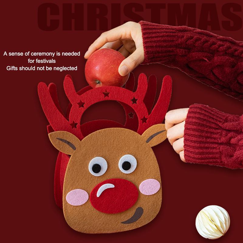 1PCS Christmas Gift Bag Creative Felt Cloth Children Candy Gift Bag Christmas Eve Handheld Portable Apple Bag