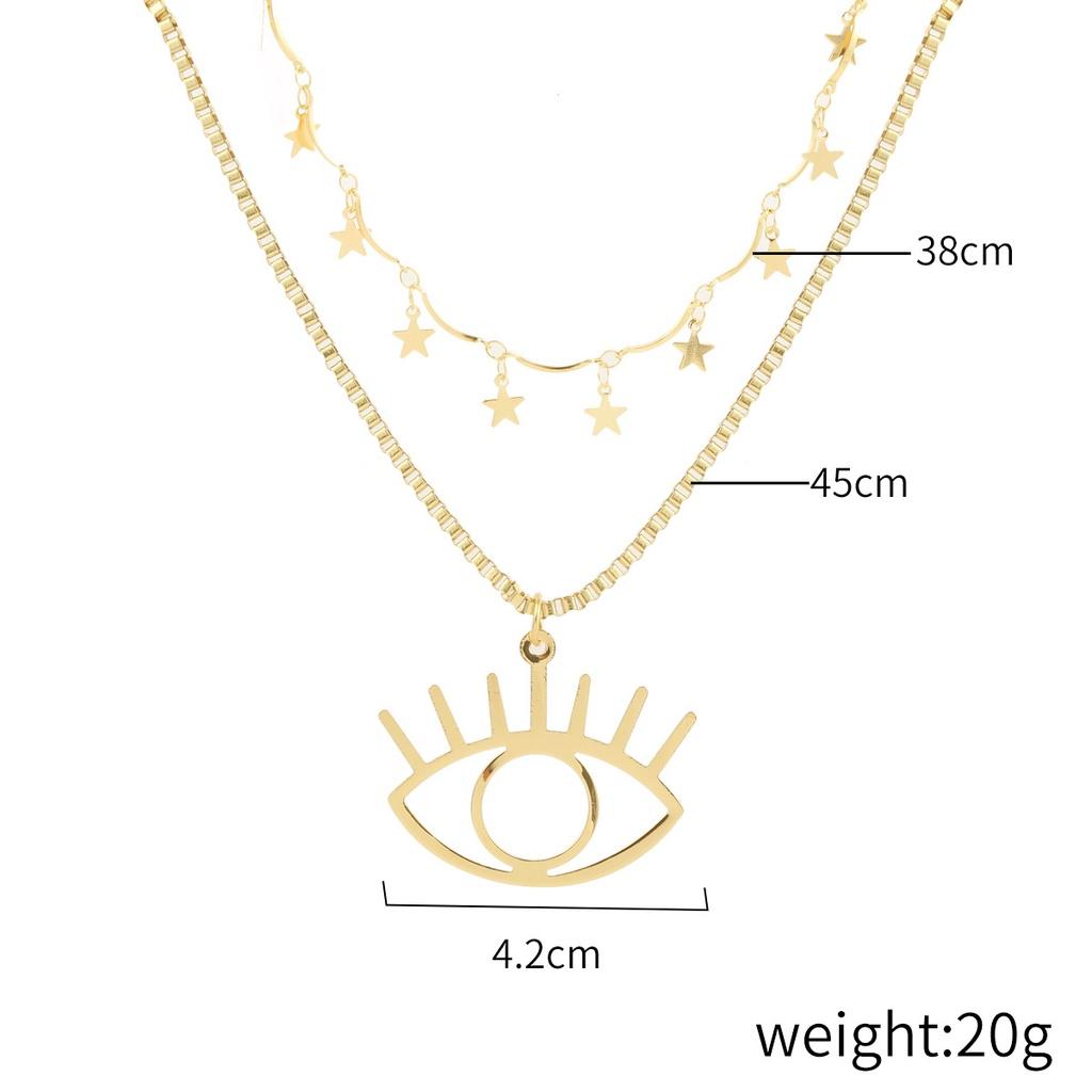 Popular European And American Devil Eye Pendant Necklace With Multiple Layers Stunning Alloy Material