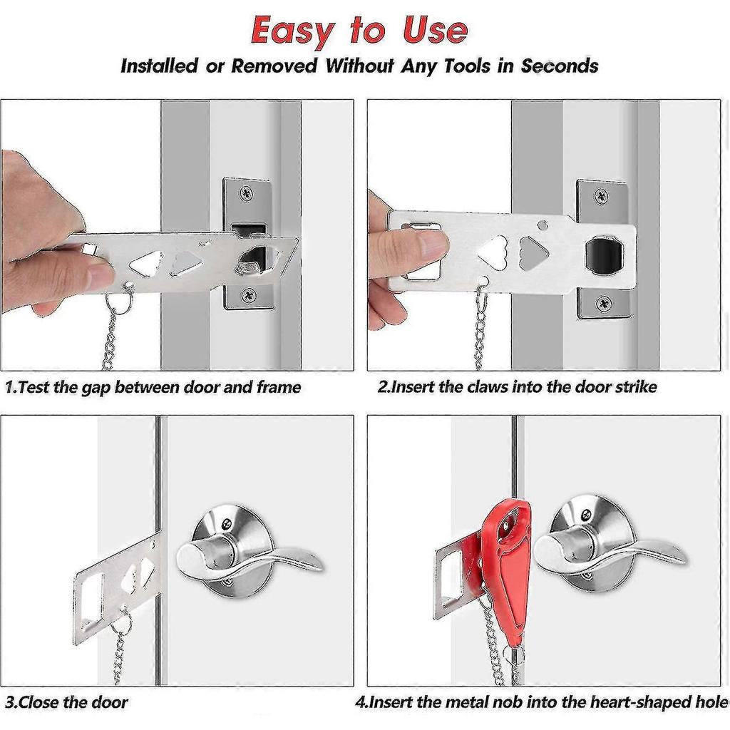 Portable Door Lock Home Security Door Locker Travel Lockdown Locks