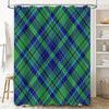 Green Plaid Shower Curtain Waterproof Bath Decor 3D Printed Blue and Green Striped Fabric