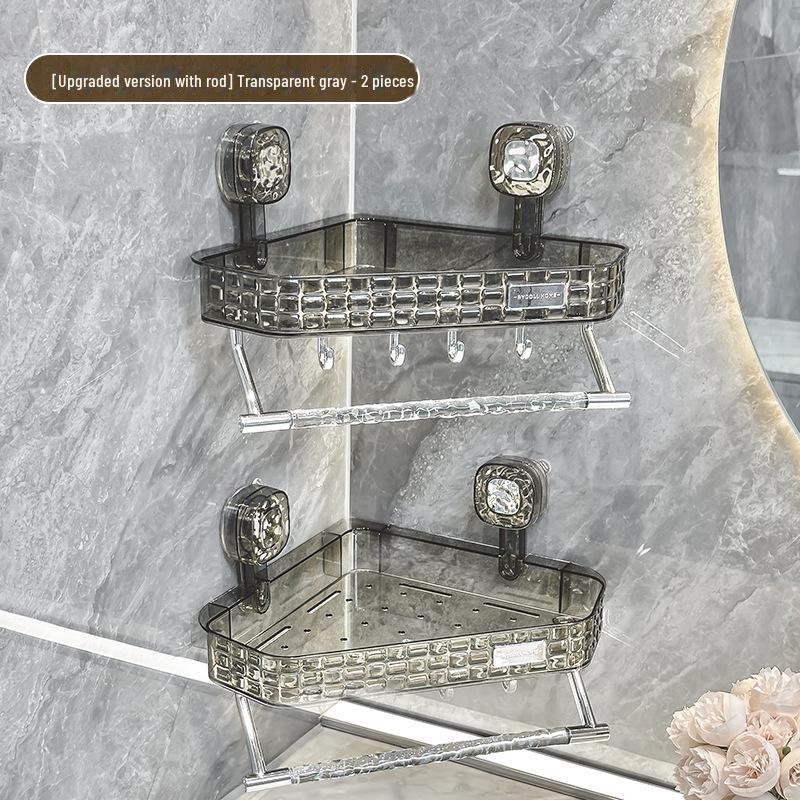 Punch-Free Bathroom Shower Storage Rack - Suction Cup Wall-Mounted Organizer