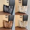 Nylon Student Tote Bag With Embroidered Letter Design For Casual Daily Use