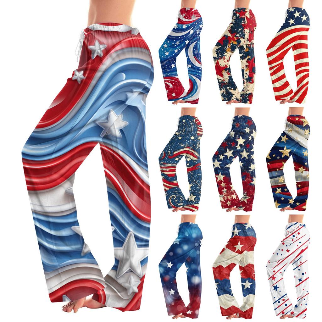 Damenmode Locker Lässig Unabhängigkeitstag Print Schlaghose