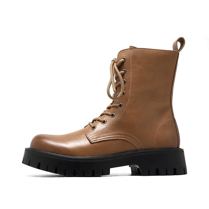 2024Nouveau Mode Haute Qualité Bottes d'Extérieur Montantes pour Hommes Marque de Luxe Antidérapantes Semelle Épaisse Bottines Cheville Décontractées Cuir Bottes Basiques