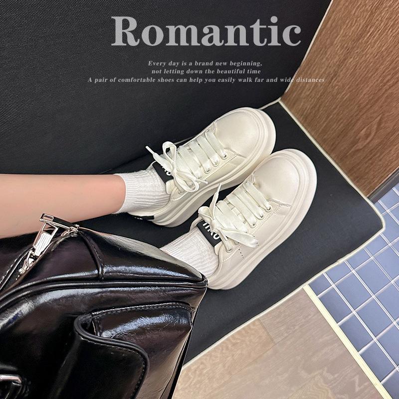 Grape mother autumn new classic round head thick sole heightening lace-up little white shoes college style versatile board shoes women